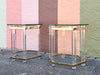 Pair of Charles Hollis Jones Style Brass and Lucite Side Tables