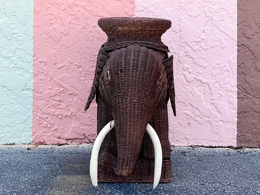 Wicker Elephant Garden Seat