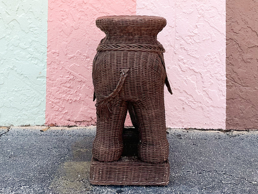 Wicker Elephant Garden Seat