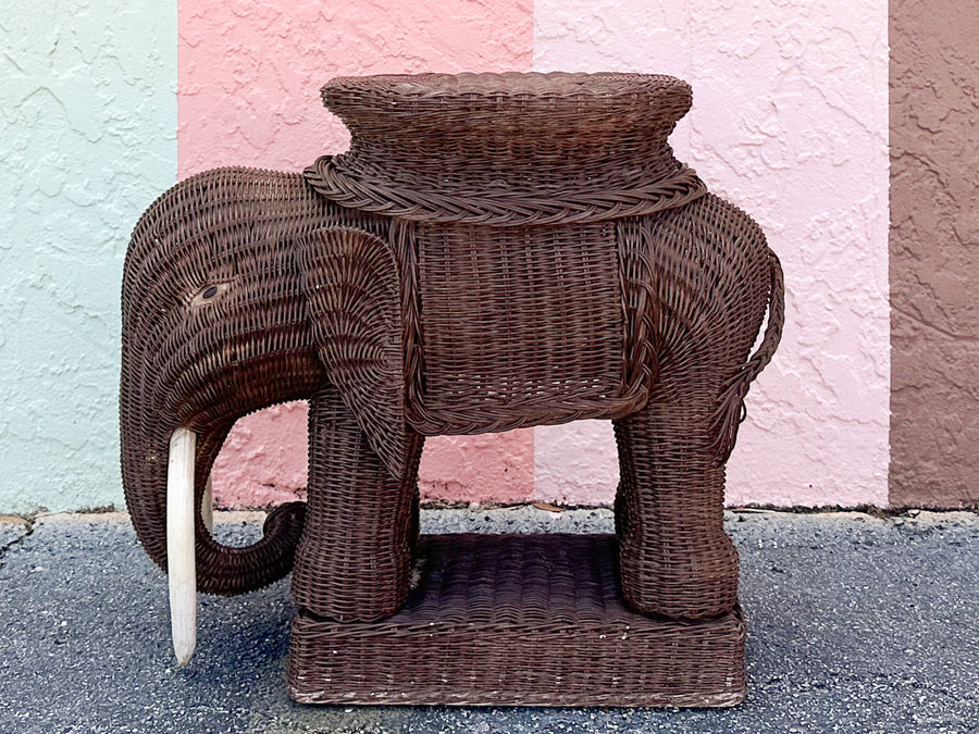 Wicker Elephant Garden Seat