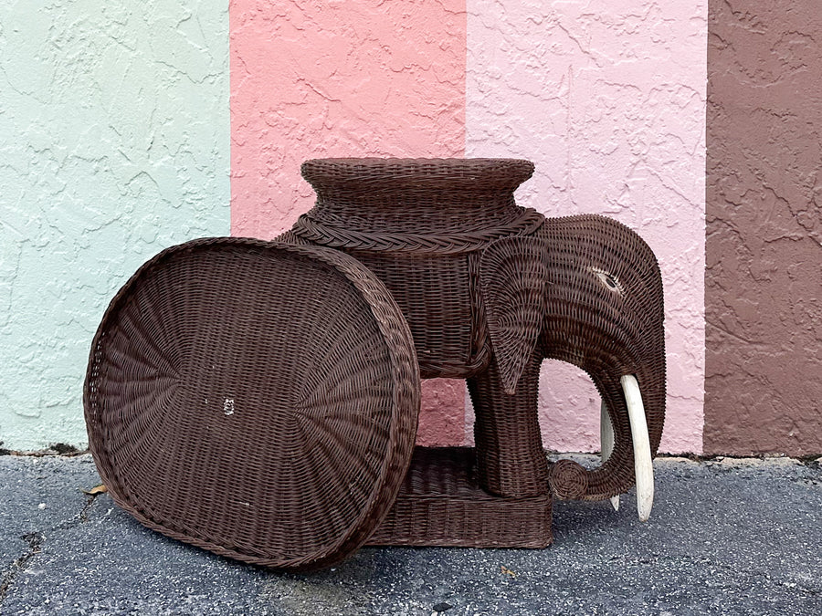 Wicker Elephant Garden Seat