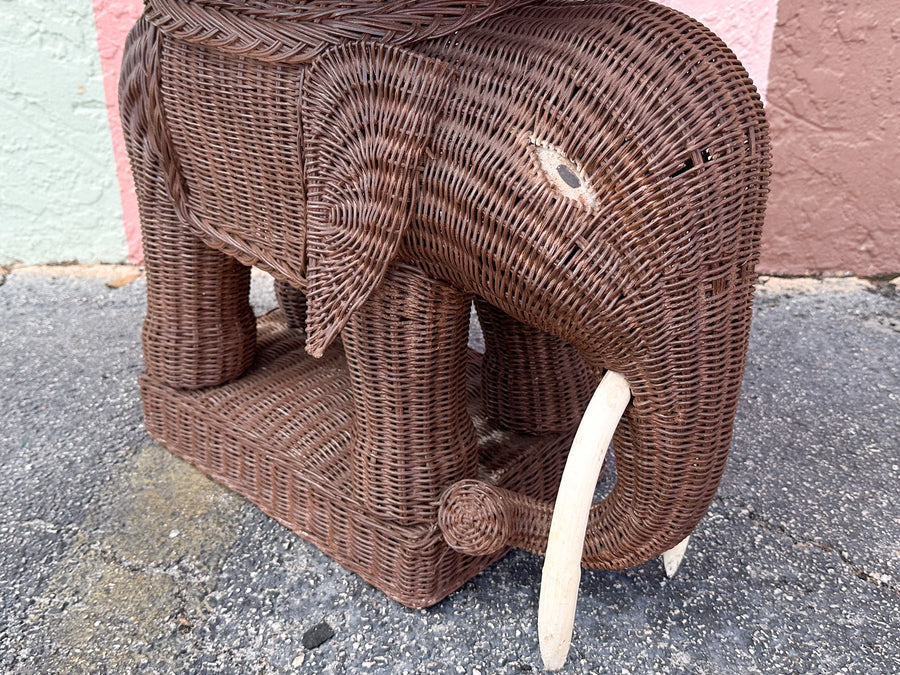 Wicker Elephant Garden Seat