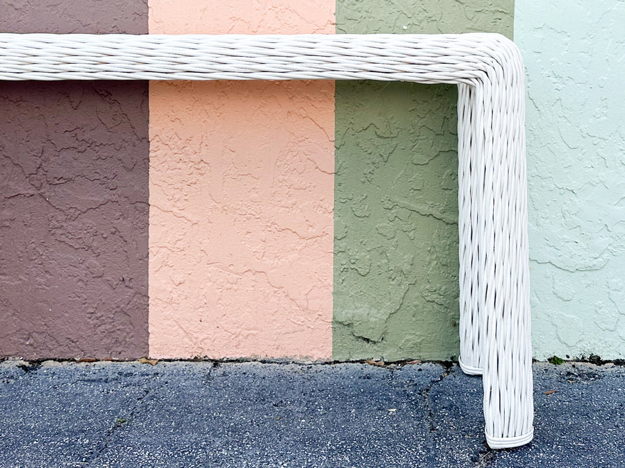 Coastal Twisted Rattan Console