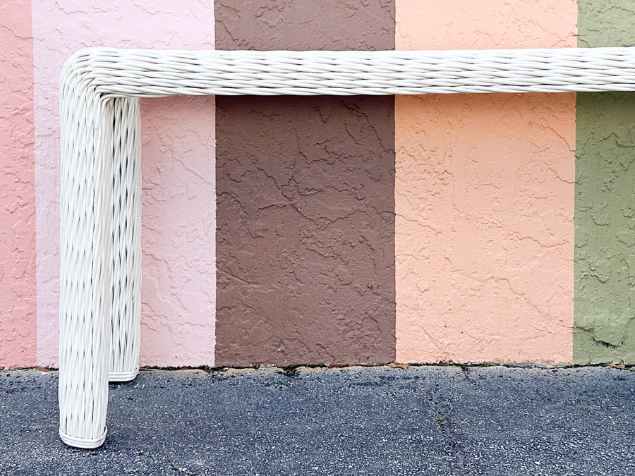 Coastal Twisted Rattan Console