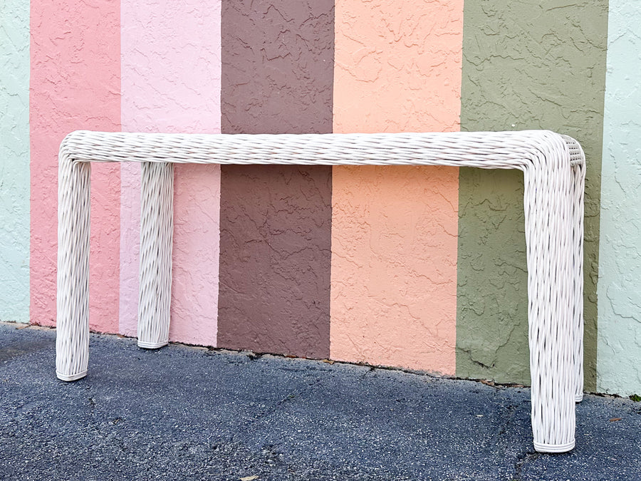 Coastal Twisted Rattan Console