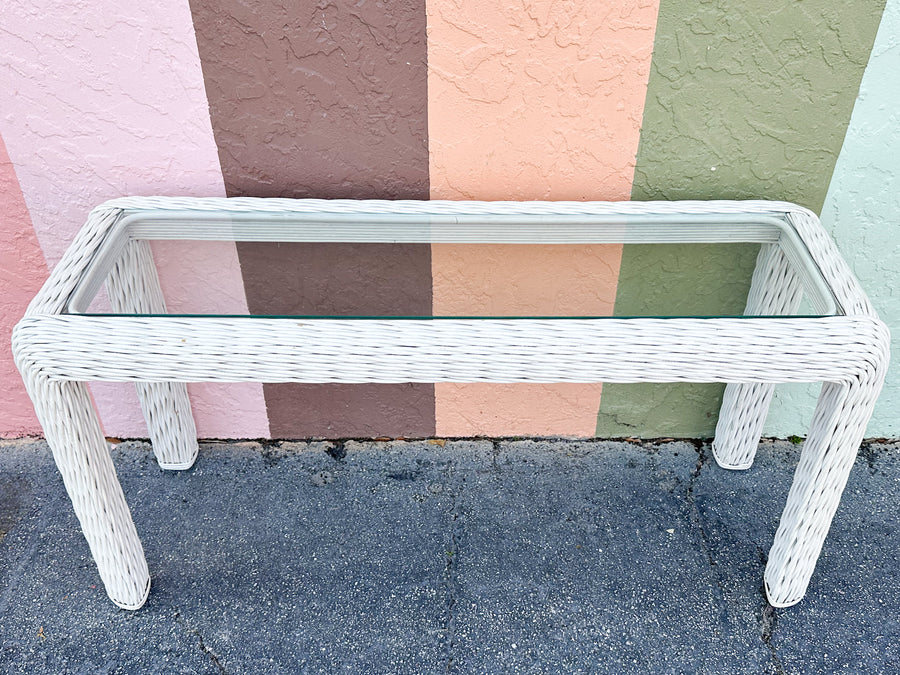 Coastal Twisted Rattan Console