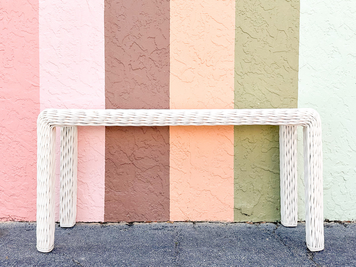 Coastal Twisted Rattan Console