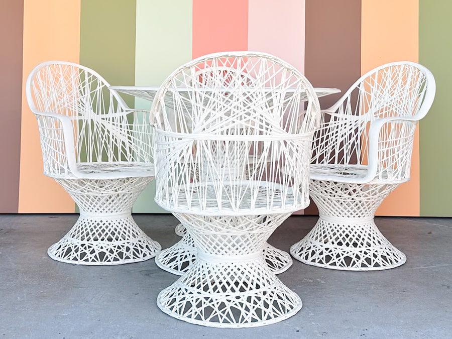 White Webspun Outdoor Dining Set
