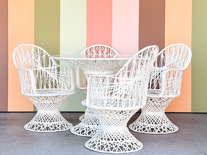 White Webspun Outdoor Dining Set