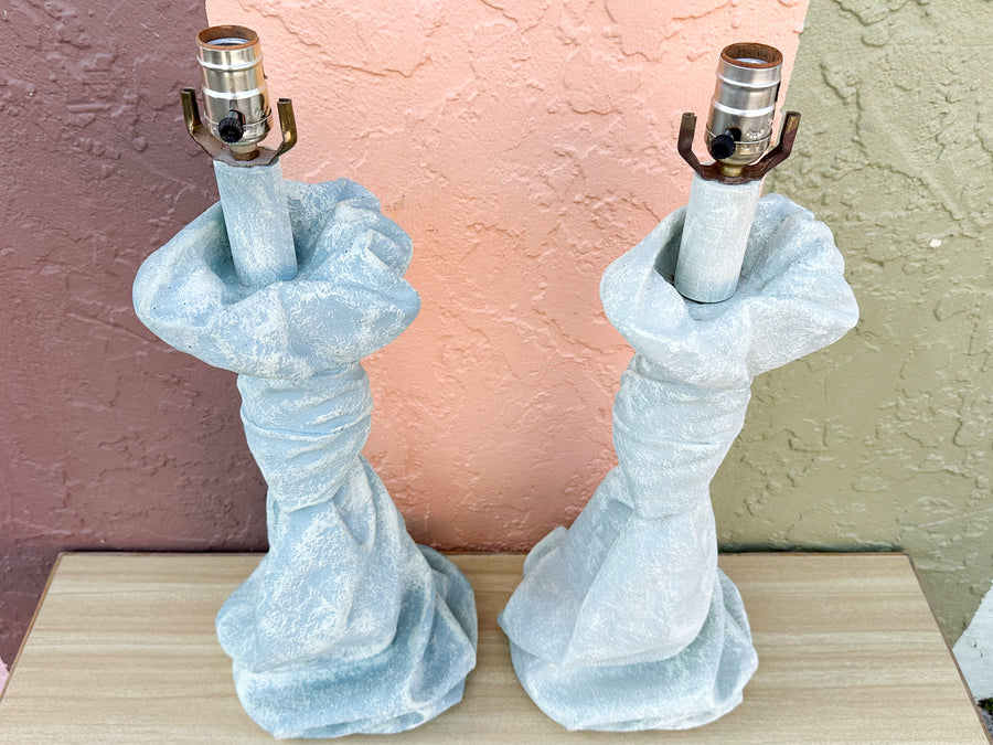 Pair of John Dickinson Style Draped Plaster Lamps