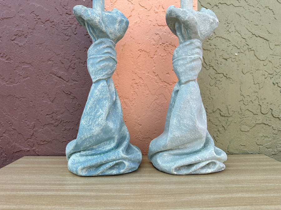 Pair of John Dickinson Style Draped Plaster Lamps
