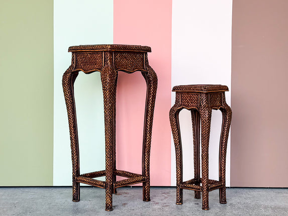 Pair of Island Style Rattan Plant Stands