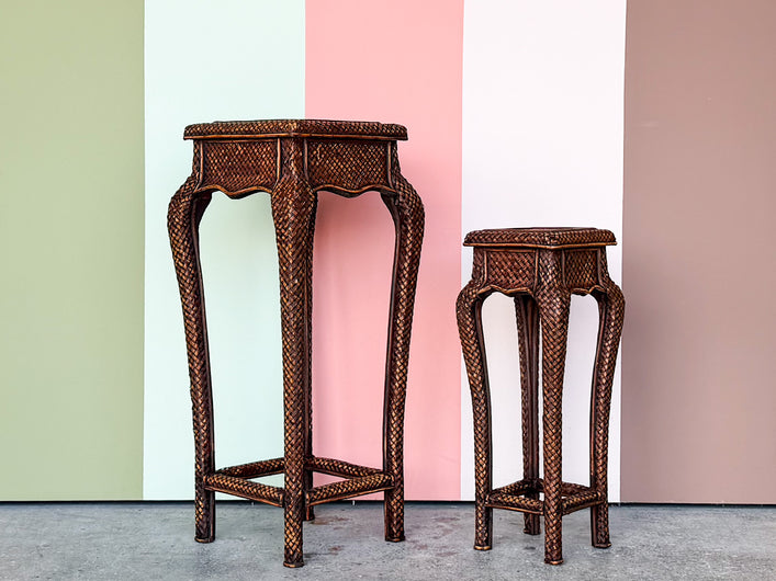 Pair of Island Style Rattan Plant Stands