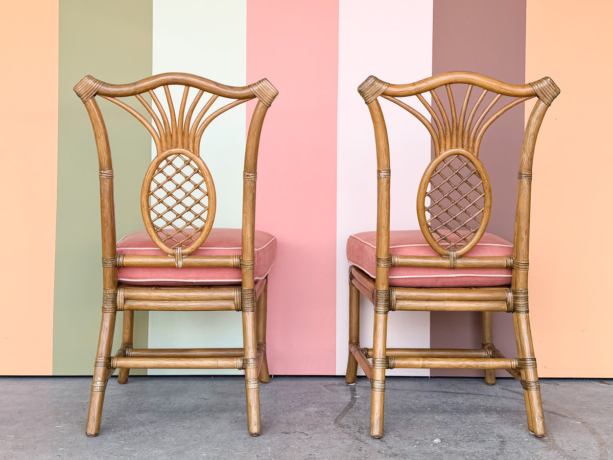 Pair of Pineapple Rattan Side Chairs