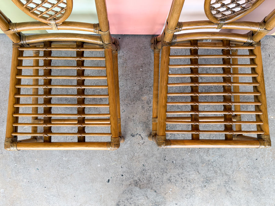 Pair of Pineapple Rattan Side Chairs