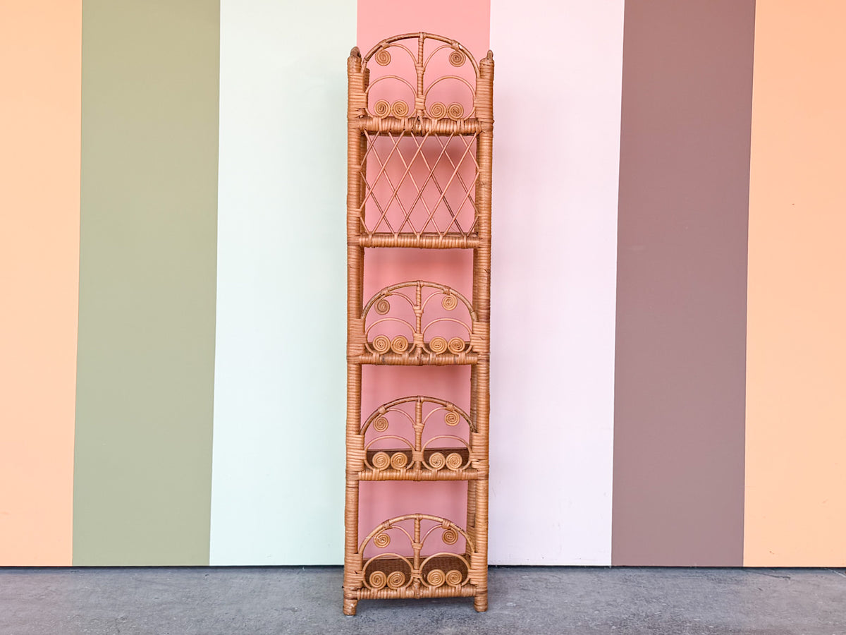 Petite Fiddlehead Rattan Etagere