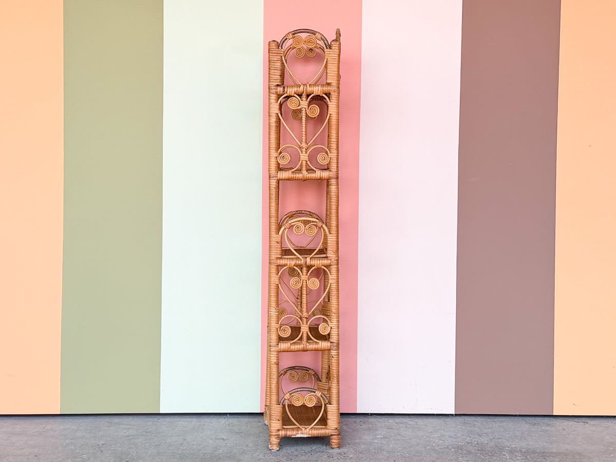 Petite Fiddlehead Rattan Etagere