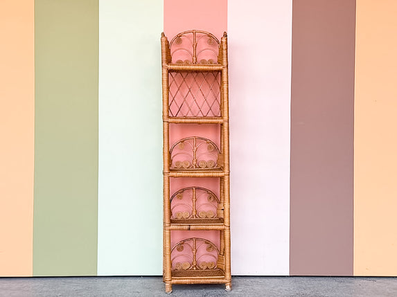 Petite Fiddlehead Rattan Etagere