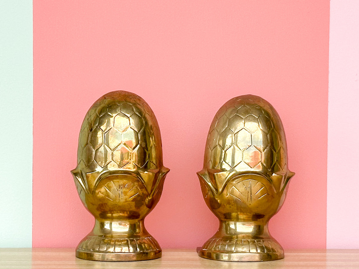 Kips Bay Show House Brass Acorn Bookends