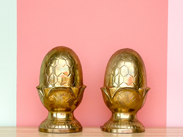 Brass Acorn Bookends