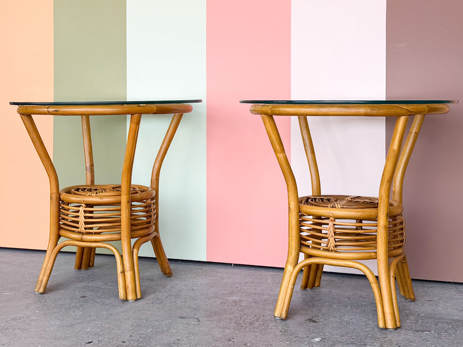 Pair of Island Chic Rattan Side Tables