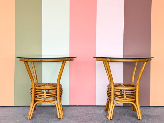 Pair of Island Chic Rattan Side Tables
