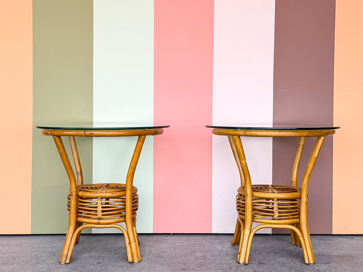 Pair of Island Chic Rattan Side Tables