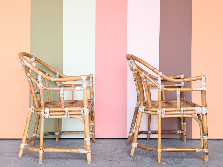 Pair of Brighton Style Rattan Arm Chairs