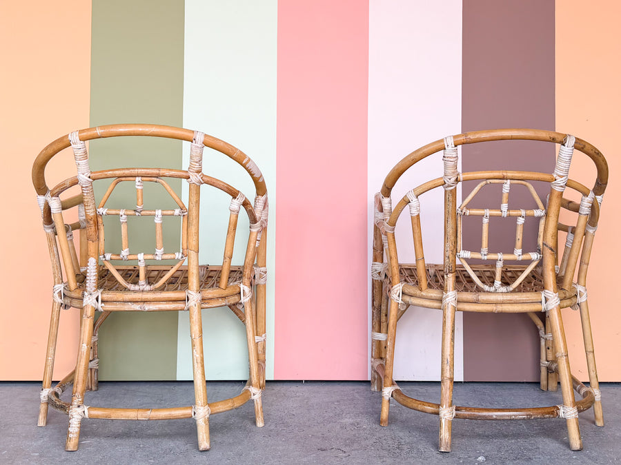 Pair of Brighton Style Rattan Arm Chairs