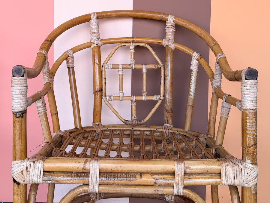 Pair of Brighton Style Rattan Arm Chairs