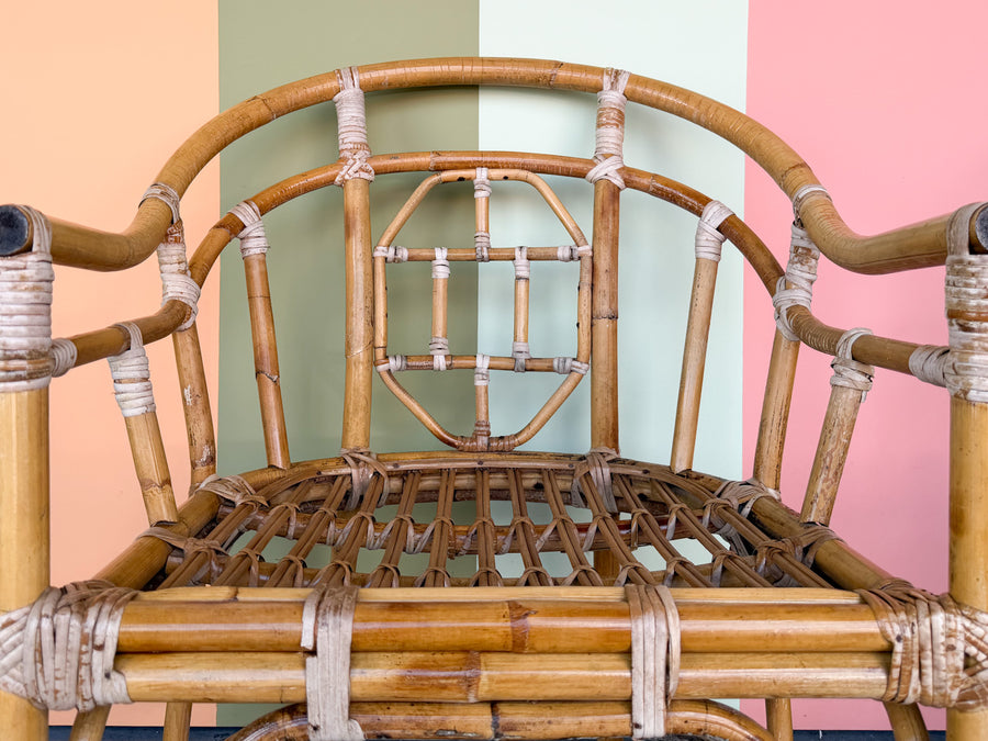 Pair of Brighton Style Rattan Arm Chairs