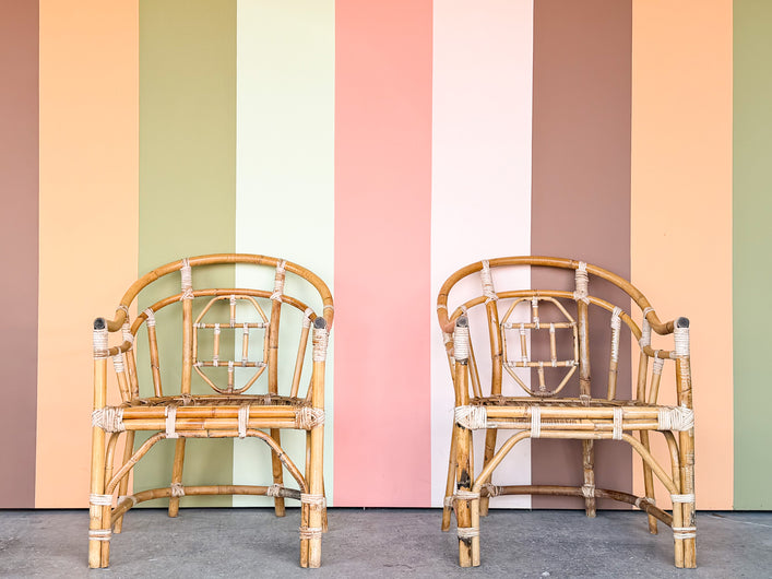 Pair of Brighton Style Rattan Arm Chairs