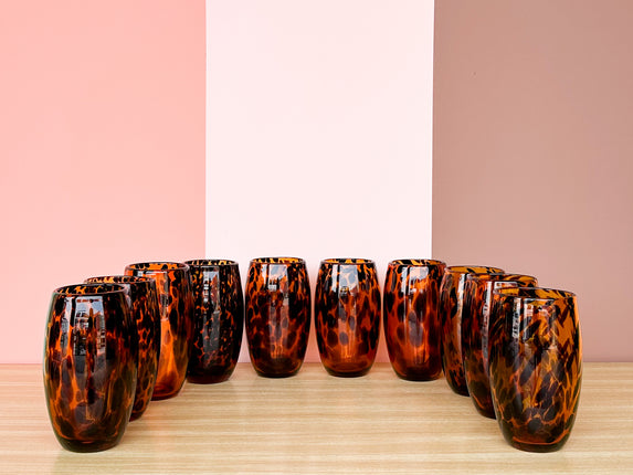Set of Ten Tortoiseshell Glassware