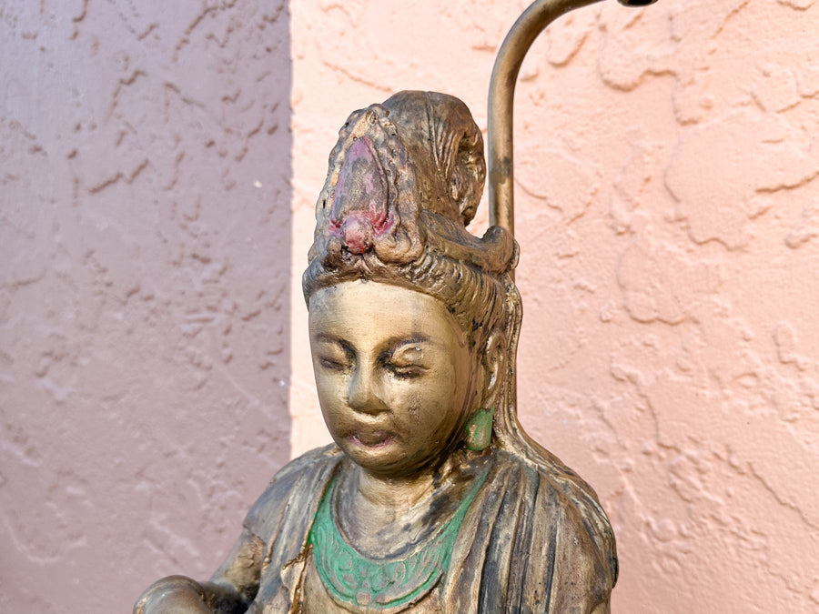 Warehouse Wednesday: Large Wood Carved Buddha Lamp
