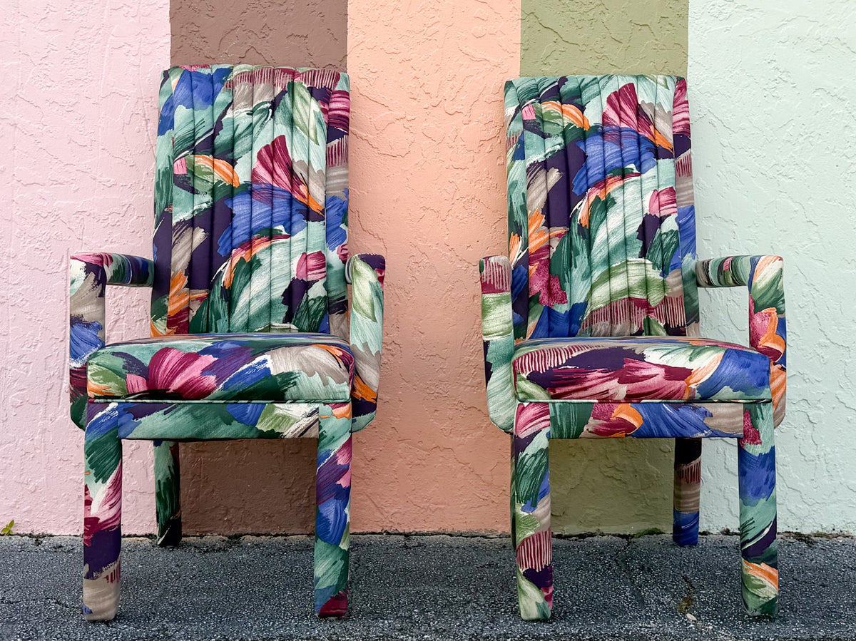 Set of Six So 80s Parsons Style Dining Chairs