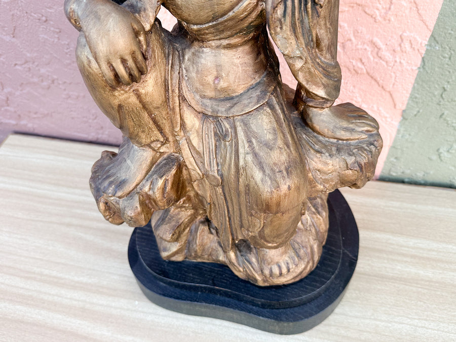Warehouse Wednesday: Large Wood Carved Buddha Lamp