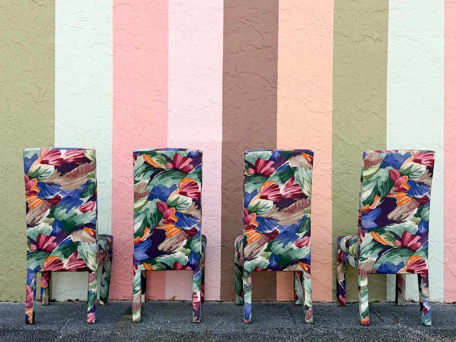 Set of Six So 80s Parsons Style Dining Chairs