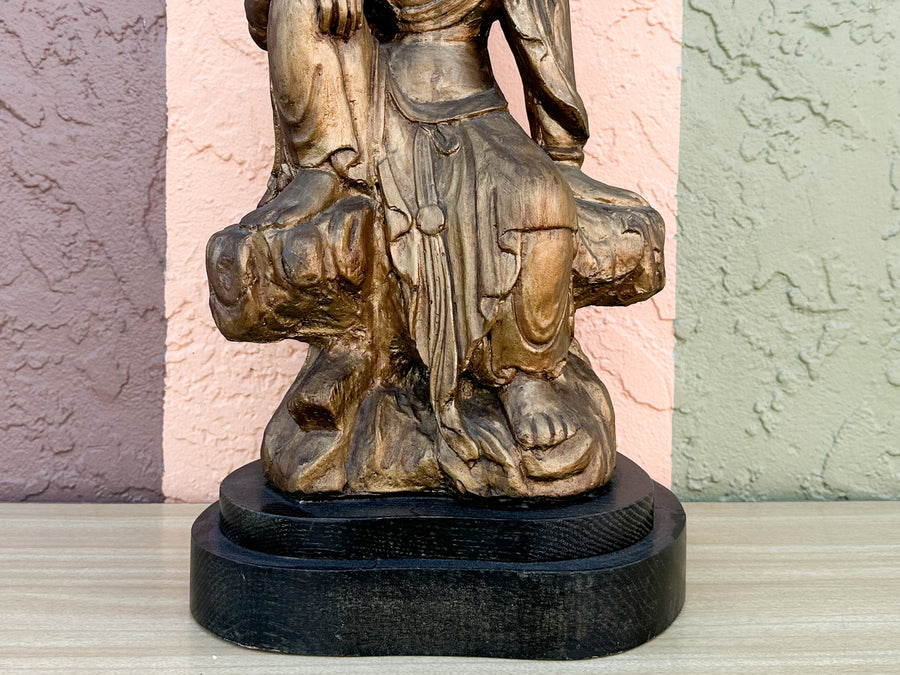 Warehouse Wednesday: Large Wood Carved Buddha Lamp