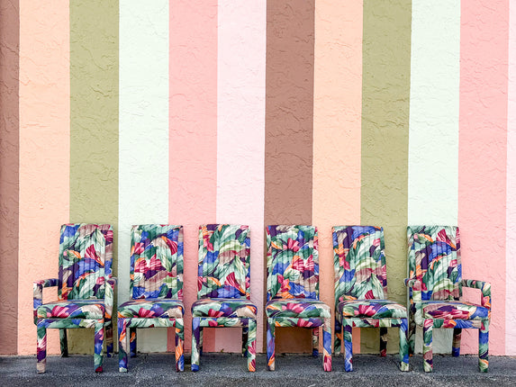 Set of Six So 80s Parsons Style Dining Chairs