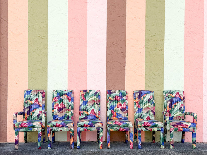 Set of Six So 80s Parsons Style Dining Chairs