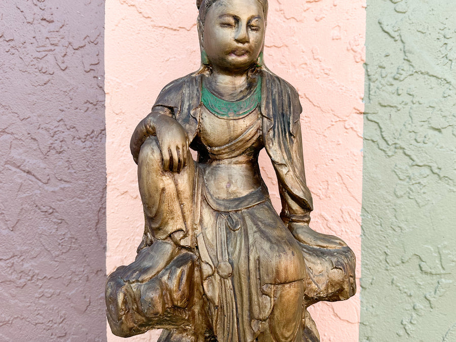 Warehouse Wednesday: Large Wood Carved Buddha Lamp