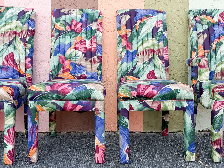 Set of Six So 80s Parsons Style Dining Chairs