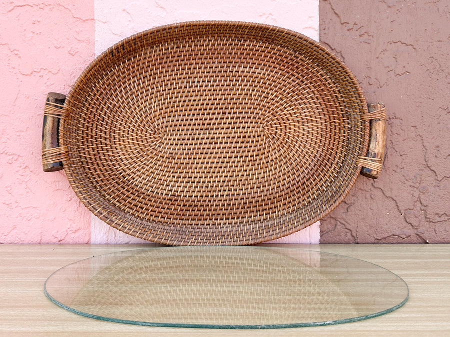 Oval Rattan Tray