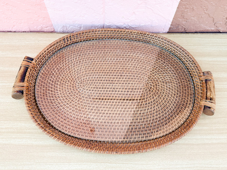 Oval Rattan Tray