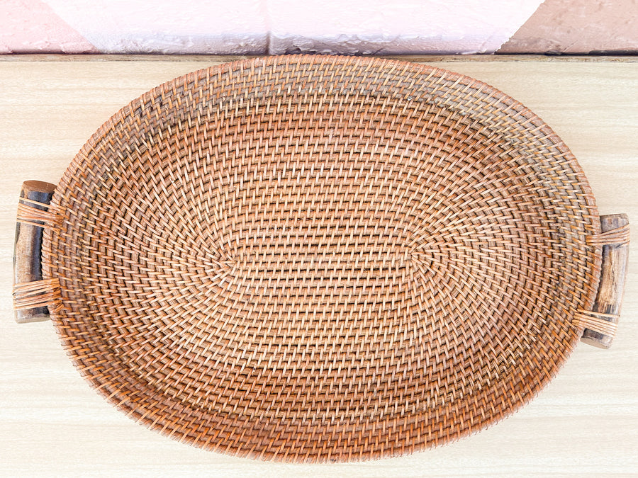Oval Rattan Tray