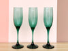 Set of Eight Emerald Champagne Flutes