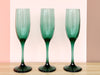 Set of Eight Emerald Champagne Flutes