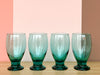 Set of Eight Teal Water Goblets