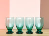 Set of Eight Teal Water Goblets