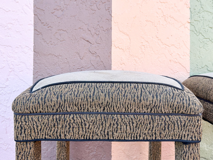 Pair of Upholstered Animal Print Stools